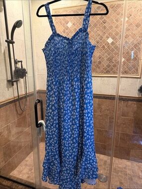 Grace Karin Blue Floral Smocked Sundress - Women size L